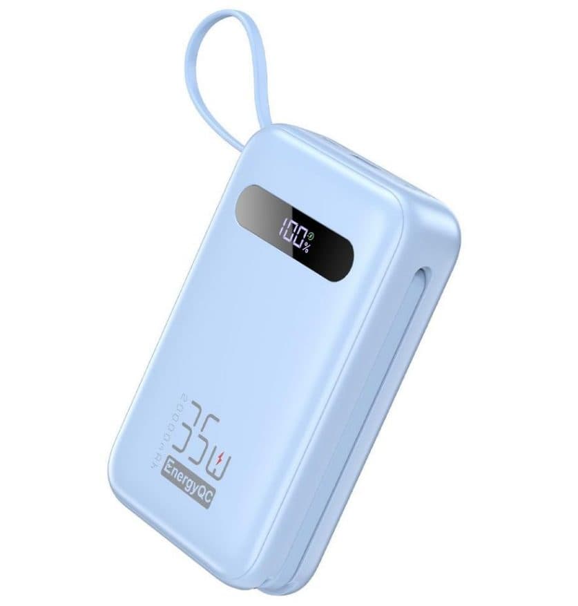 Pin dự phòng 20.000mAh EnergyQC, sạc nhanh 35w cho iPhone 17 , liền 2 dây sạc C & L 771815