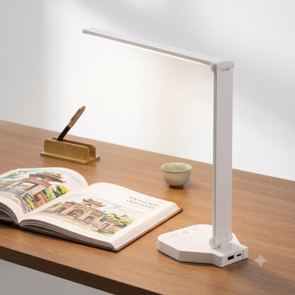 Đèn bàn đọc sách 5 chế độ sáng bảo vệ mắt, phím cảm ứng, cắm sạc Type-C, có thể gập gọn