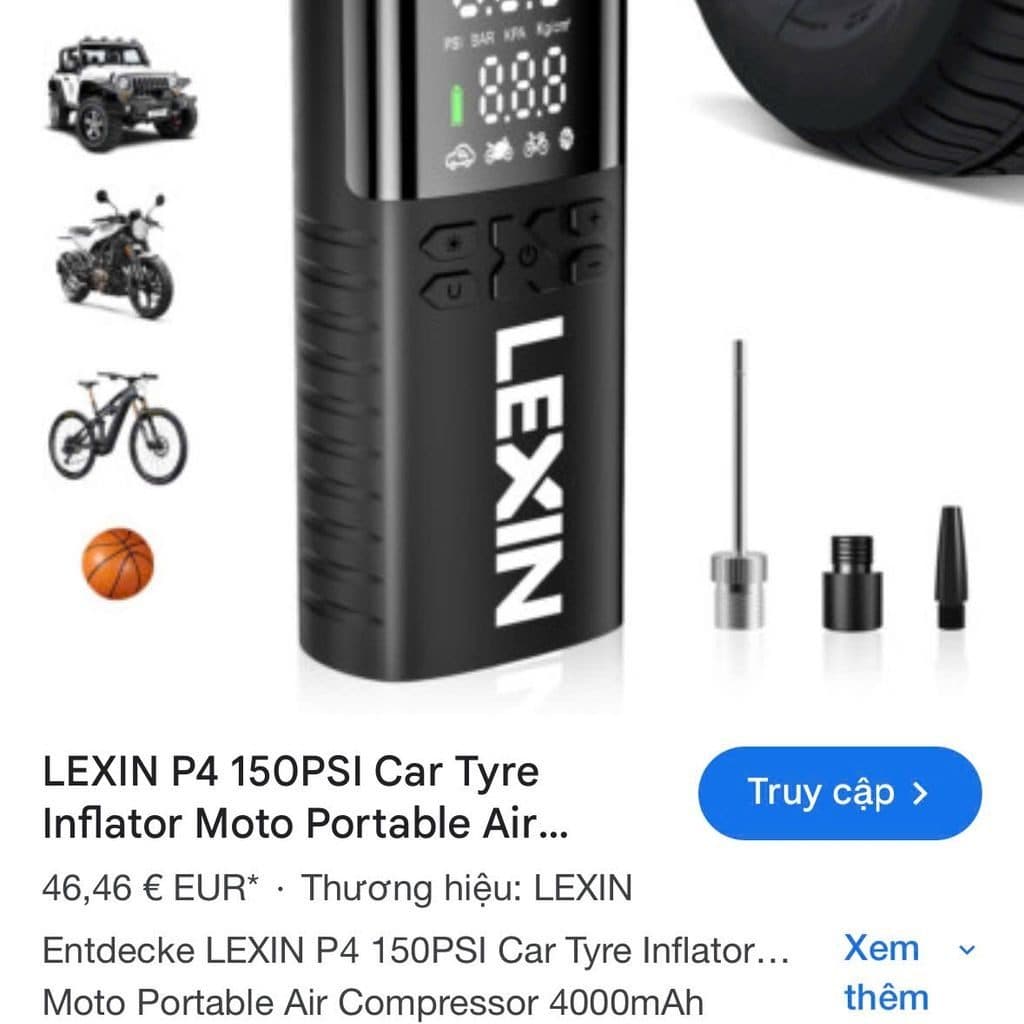 Bơm điện cầm tay thông minh LEXIN P4 (hàng Amazon) - Nhỏ Gọn Và Mạnh Mẽ, Tiện Lợi Mọi Nơi
