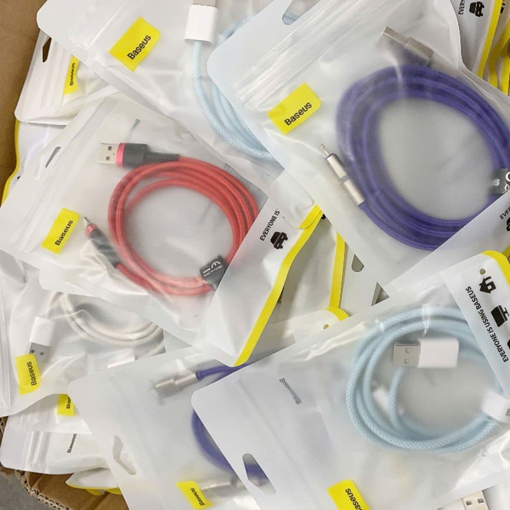 Cáp iPhone chính hãng Baseus dây dù đóng túi ( lẫn các mẫu dây dù)
