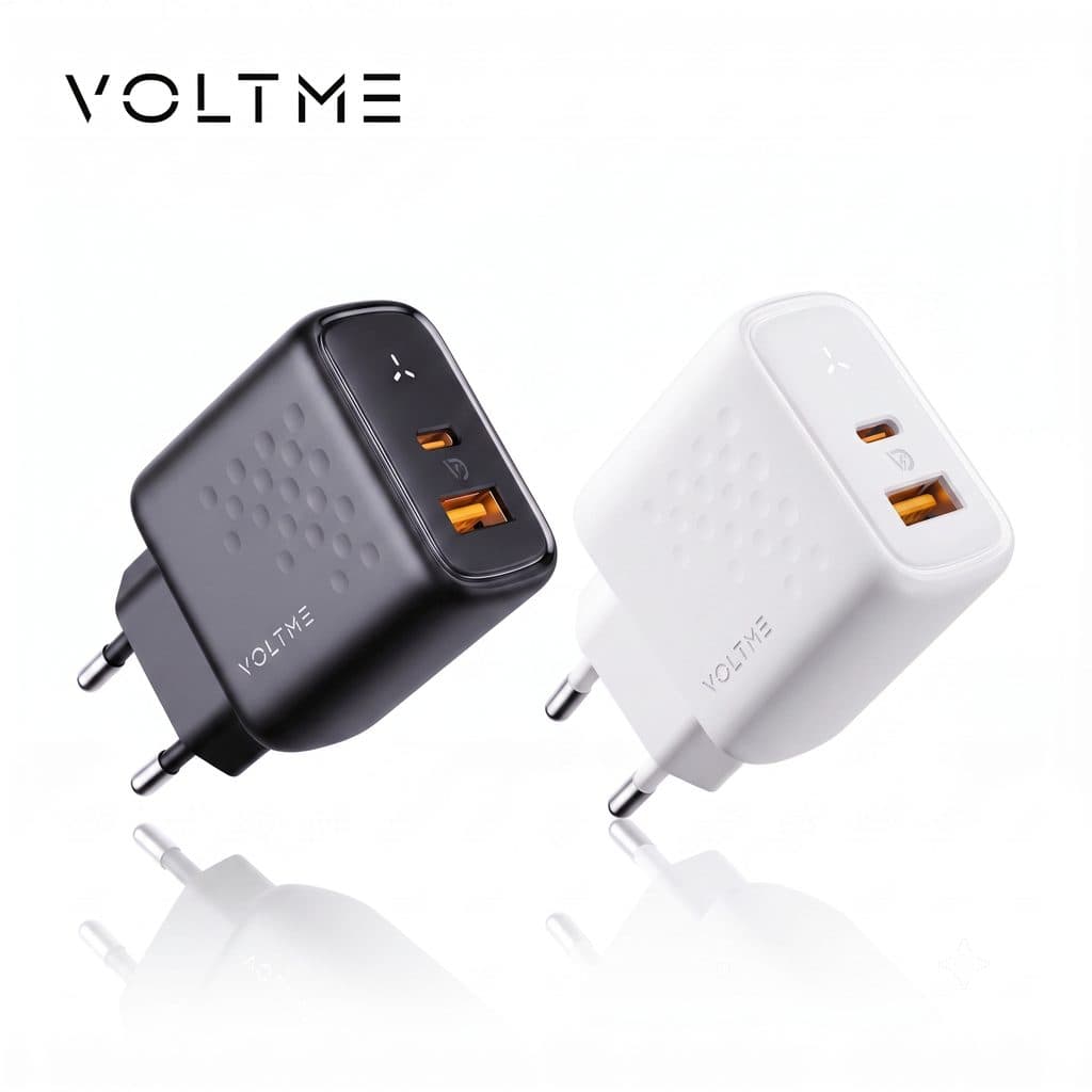 Củ sạc nhanh 35W 2 cổng C+A (chân tròn) VOLTME Revo 35 Duo GaN – PD 3.0 (Màu đen)