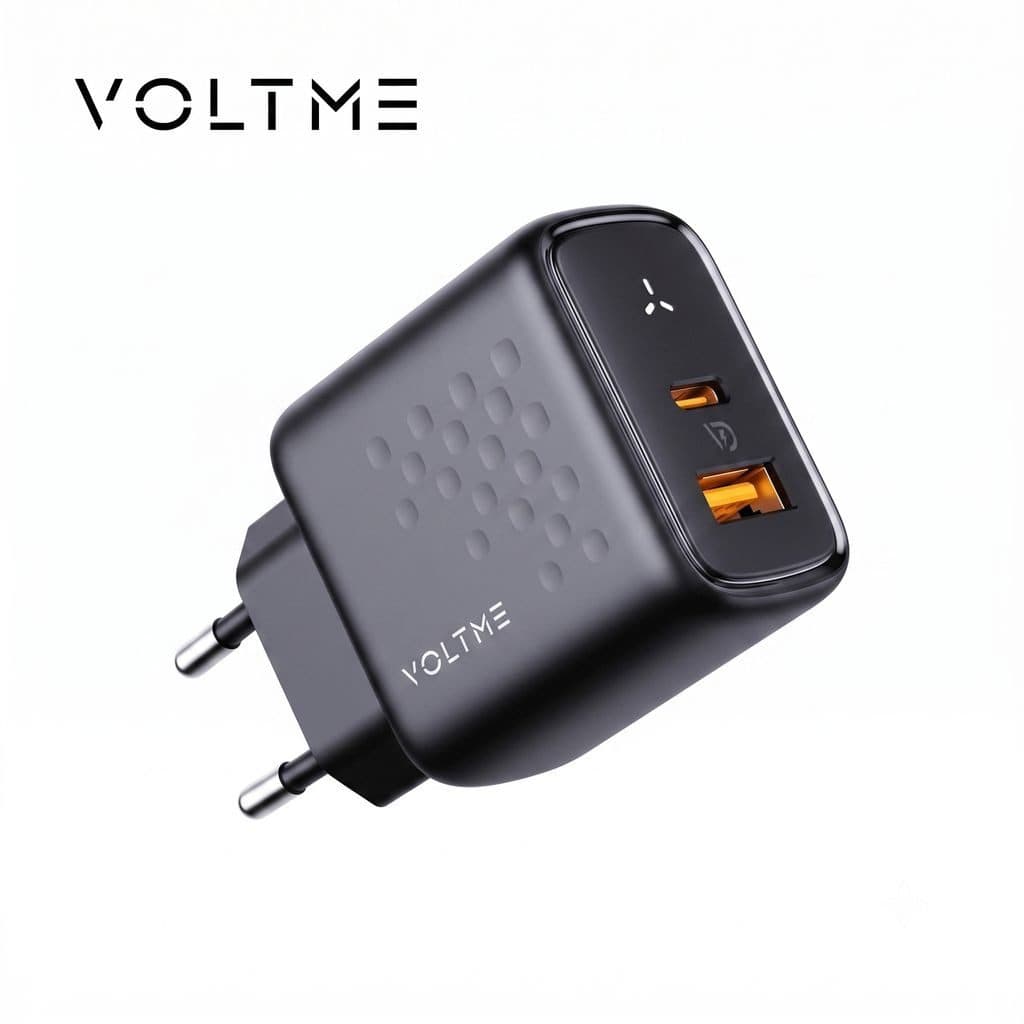 Củ sạc nhanh 35W 2 cổng C+A (chân tròn) VOLTME Revo 35 Duo GaN – PD 3.0 (Màu đen)