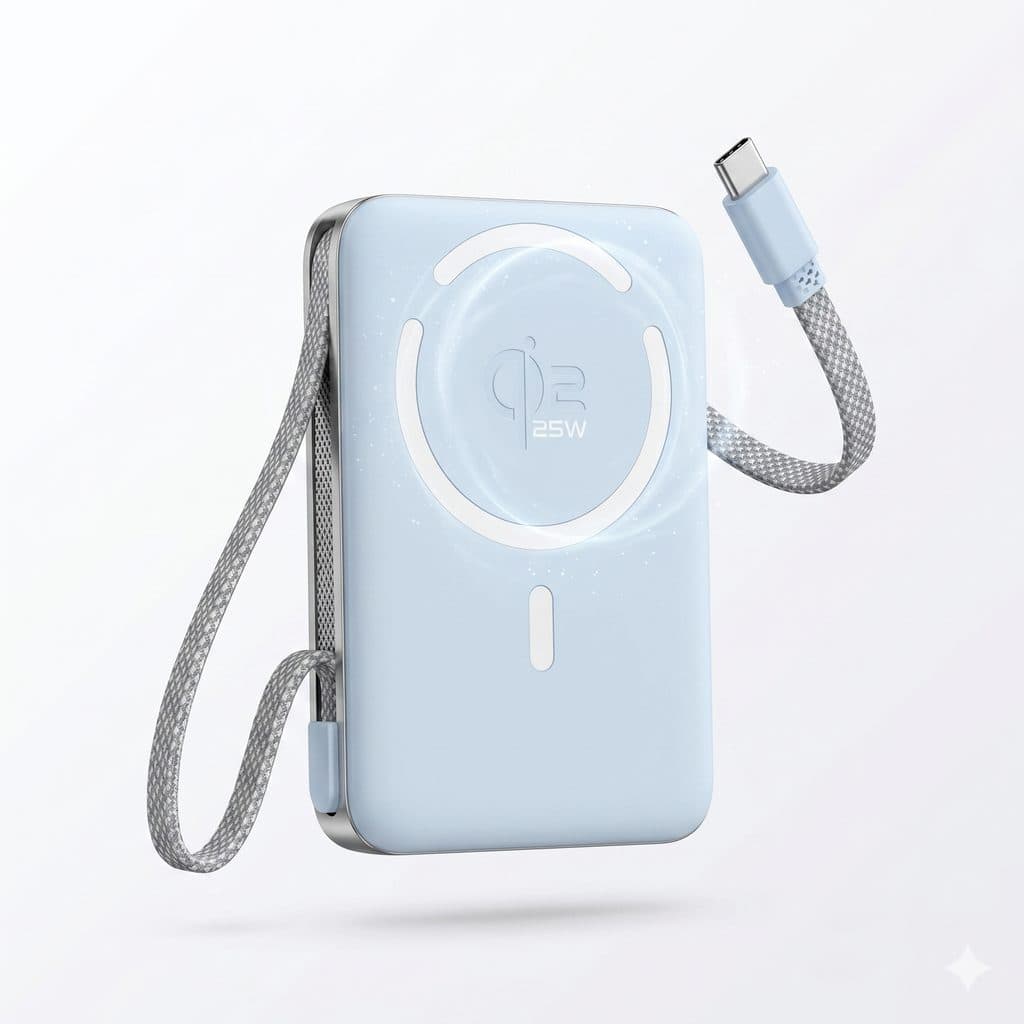 Pin dự phòng 10.000mAh công nghệ Qi2 sạc nhanh không dây 25w M02B+ , liền cáp Type-C, có CCC-ko hộp