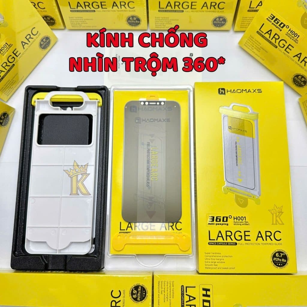 Kính cường lực iphone chống nhìn trộm 4 chiều HaoMaxs, viền siêu mỏng, khung tự dán tự lấy bụi