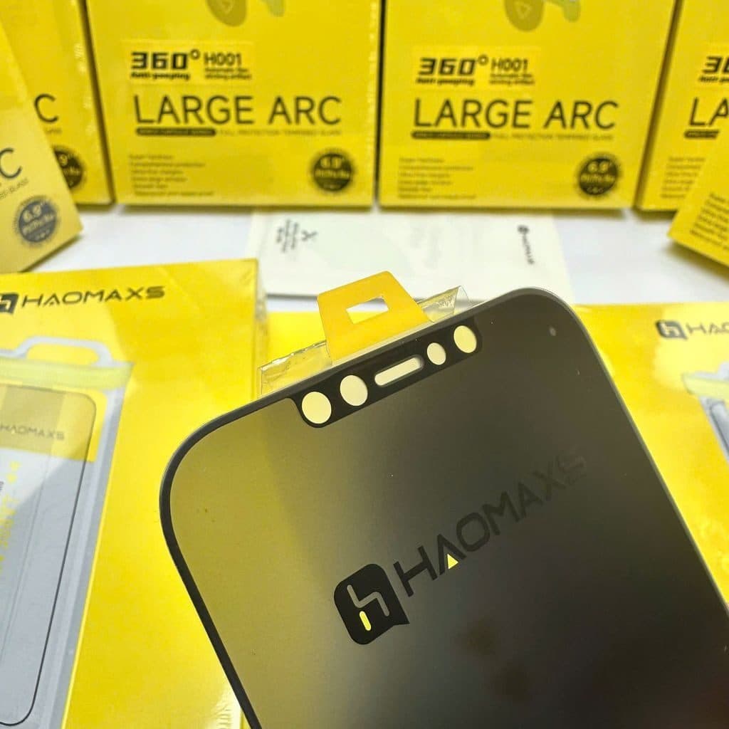 Kính cường lực iphone chống nhìn trộm 4 chiều HaoMaxs, viền siêu mỏng, khung tự dán tự lấy bụi