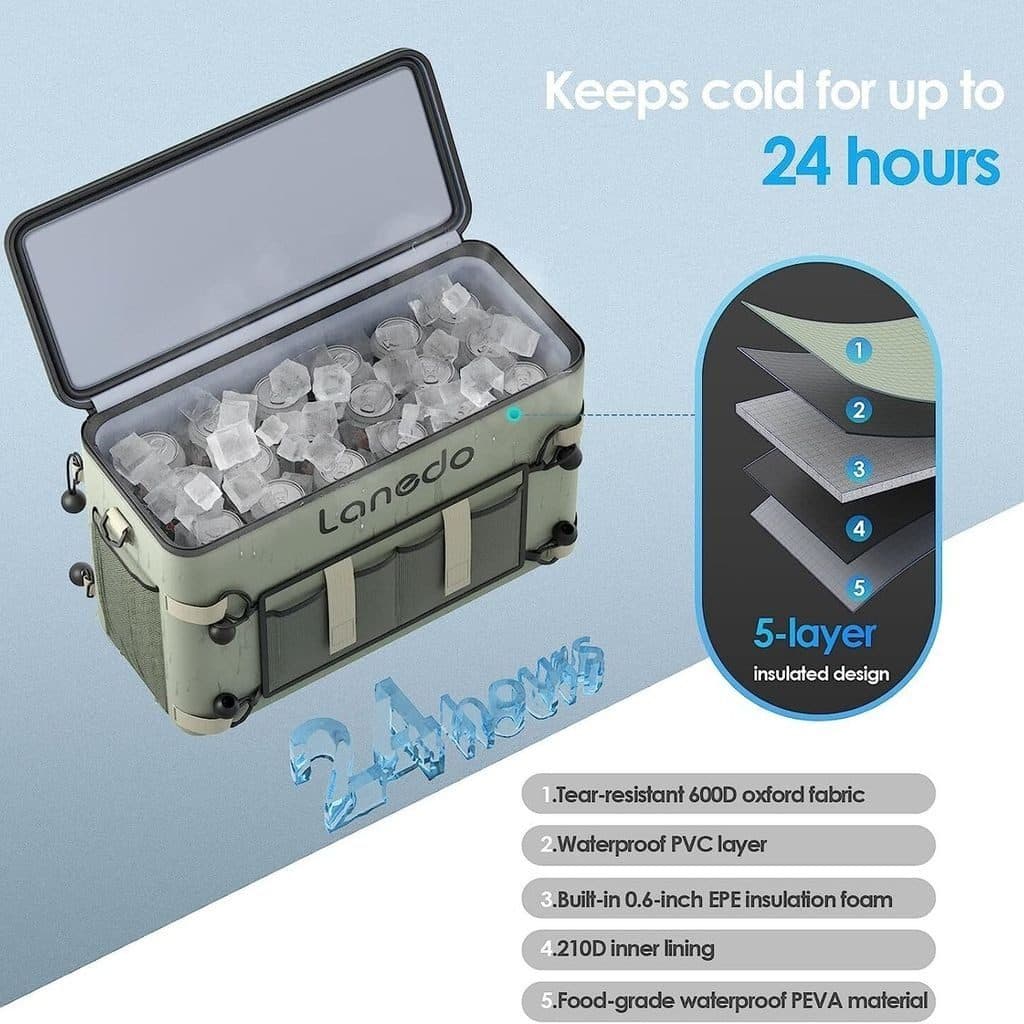 Túi đựng đồ camping, giữ nhiệt, bảo quản lạnh đồ uống hãng LANEDO COOLER (hàng Amazon)
