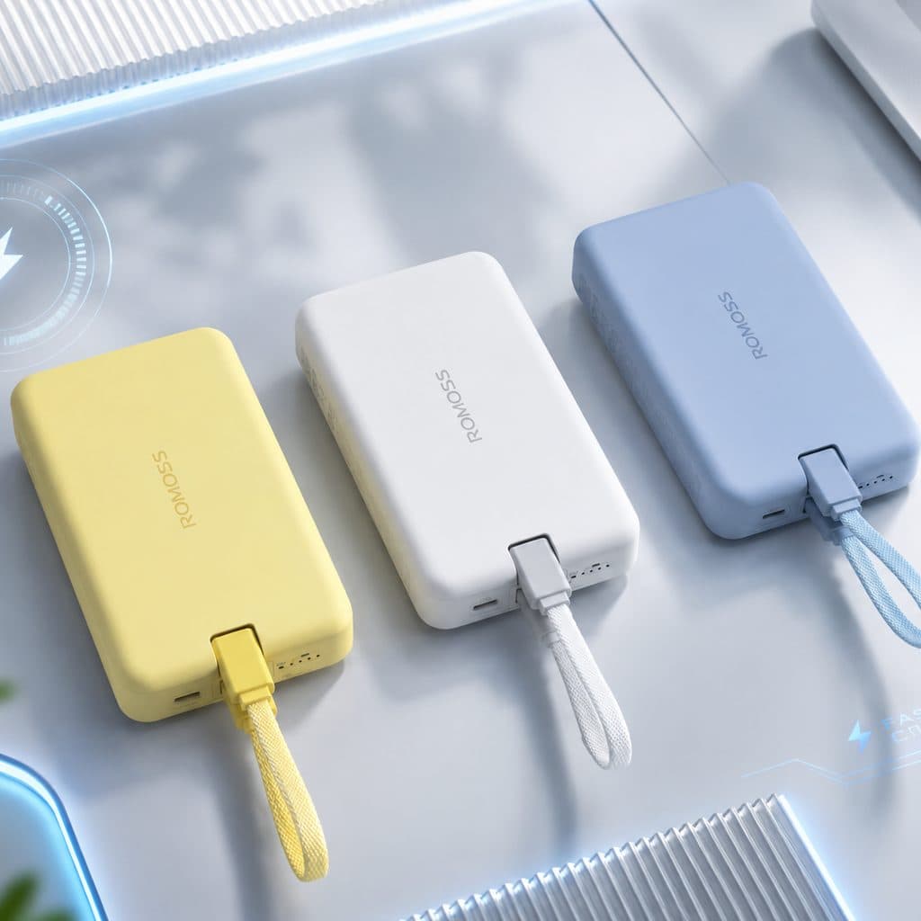 Sạc Dự Phòng ROMOSS 10000mAh 30W MagSafe - Tích hợp cáp C-L , Sẵn màu Xanh - Trắng