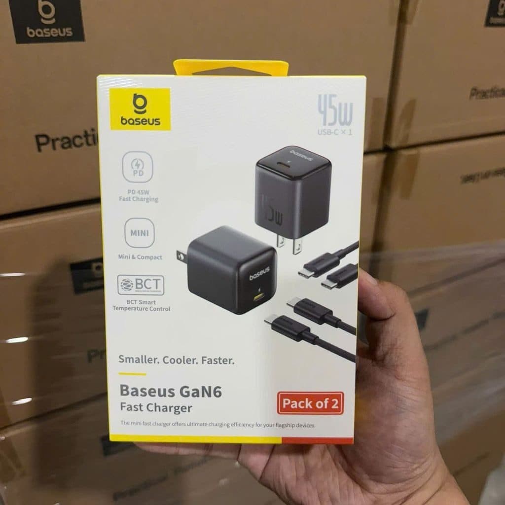 Bộ 2 củ + 2 cáp Type-C sạc nhanh Baseus GaN6 45W Type-C