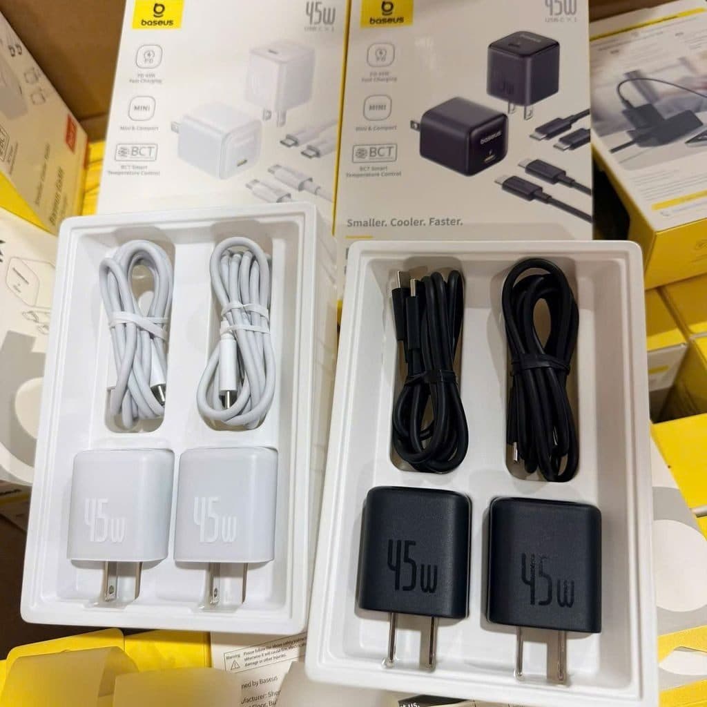 Bộ 2 củ + 2 cáp Type-C sạc nhanh Baseus GaN6 45W Type-C