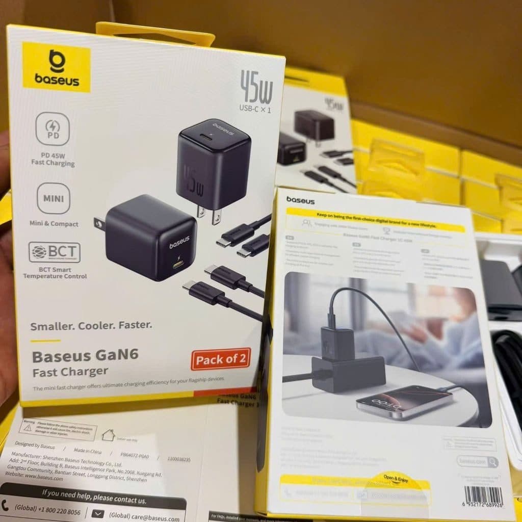 Bộ 2 củ + 2 cáp Type-C sạc nhanh Baseus GaN6 45W Type-C