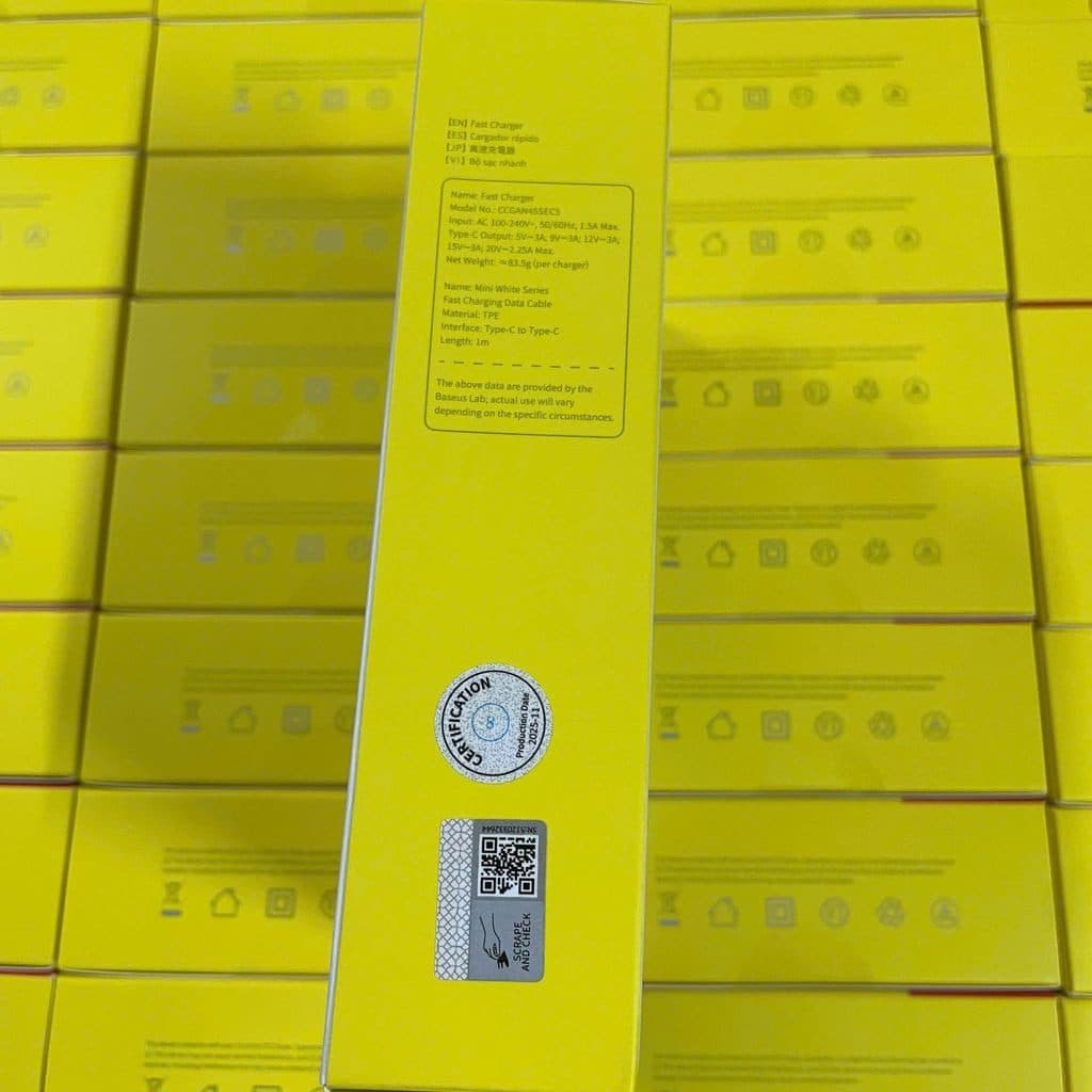 Bộ 2 củ + 2 cáp Type-C sạc nhanh Baseus GaN6 45W Type-C