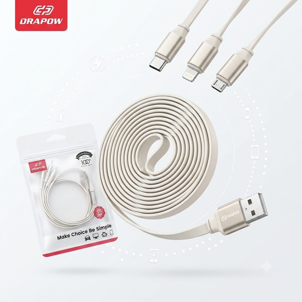Dây cáp sạc 3 đầu DRAPOW CZ33 (L + C + M), sạc được iPhone 17