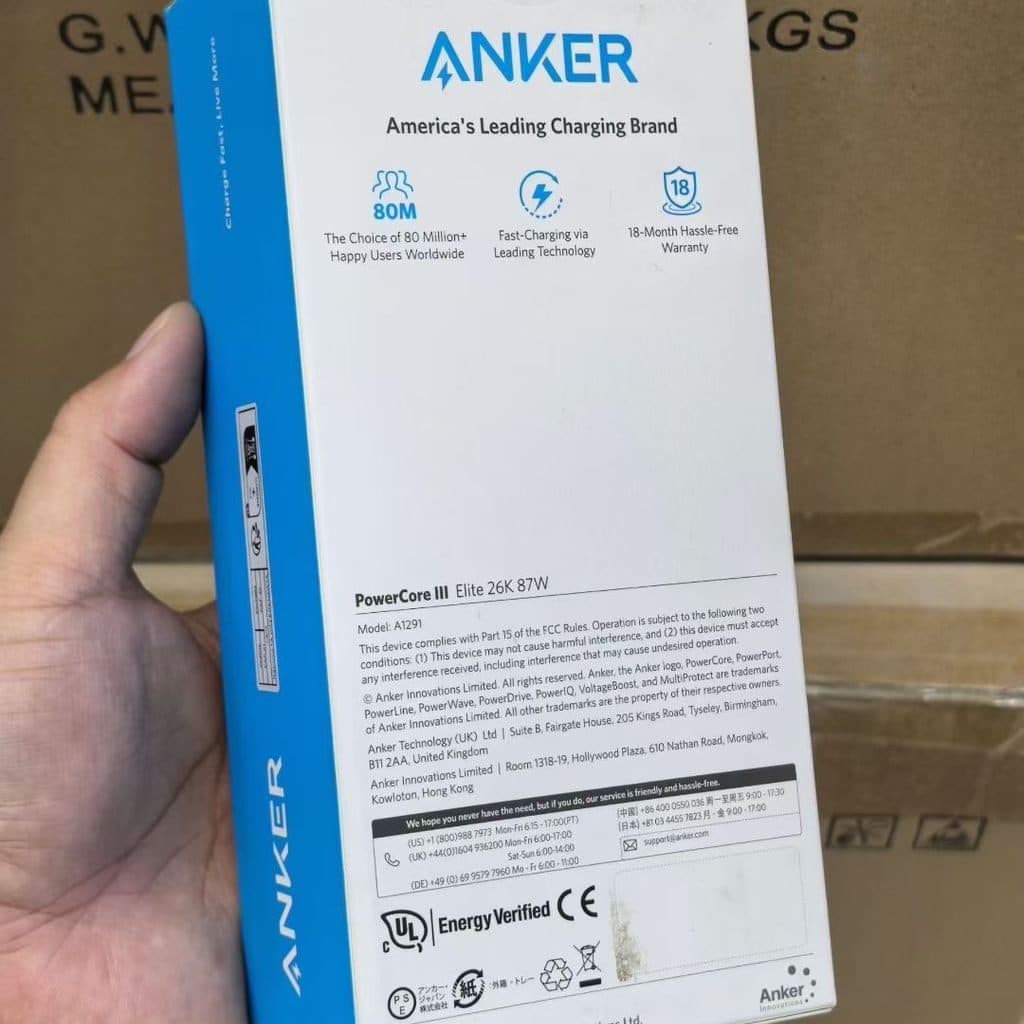 Pin dự phòng Anker 25600mAh A1291 sạc nhanh 87W - kèm củ sạc 65w + cáp C to C