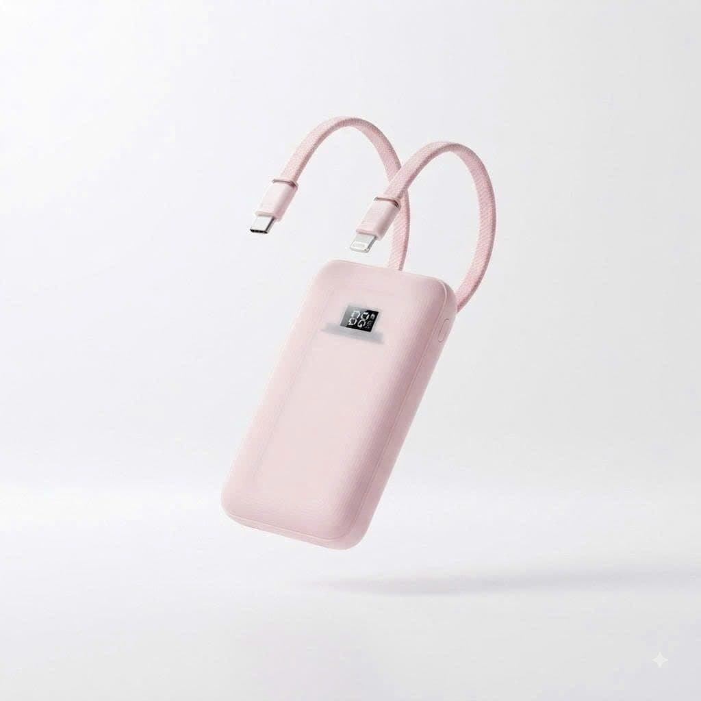 Pin dự phòng 10.000mAh hợp 2 cáp 1L 1C sạc nhanh 30w tích - ko hộp, chưa in logo ( nhà máy Anker )
