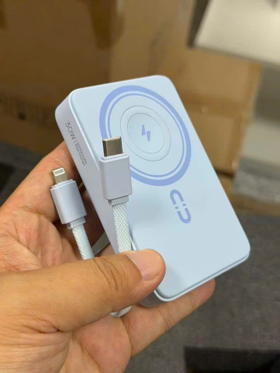 Sạc Dự Phòng MagSafe ROMOSS 10.000mAh 30W - Sạc đồng hồ + airpod, kèm dây C-L (NoBox - Màu Xanh)