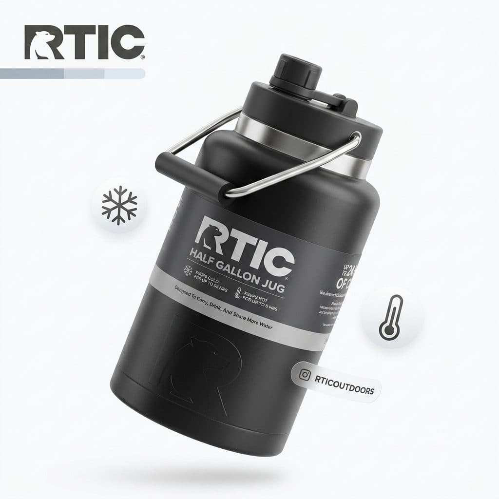 Bình Giữ Nhiệt RTIC Insulated Jug (1.8L) - Hàng Mỹ- Giữ Lạnh 24H
