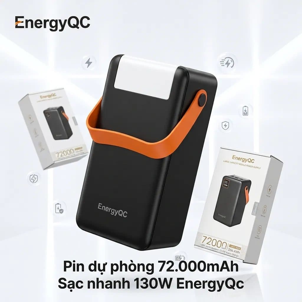 Pin dự phòng khủng long 72.000mAh hãng EnergyQC sạc nhanh 130W