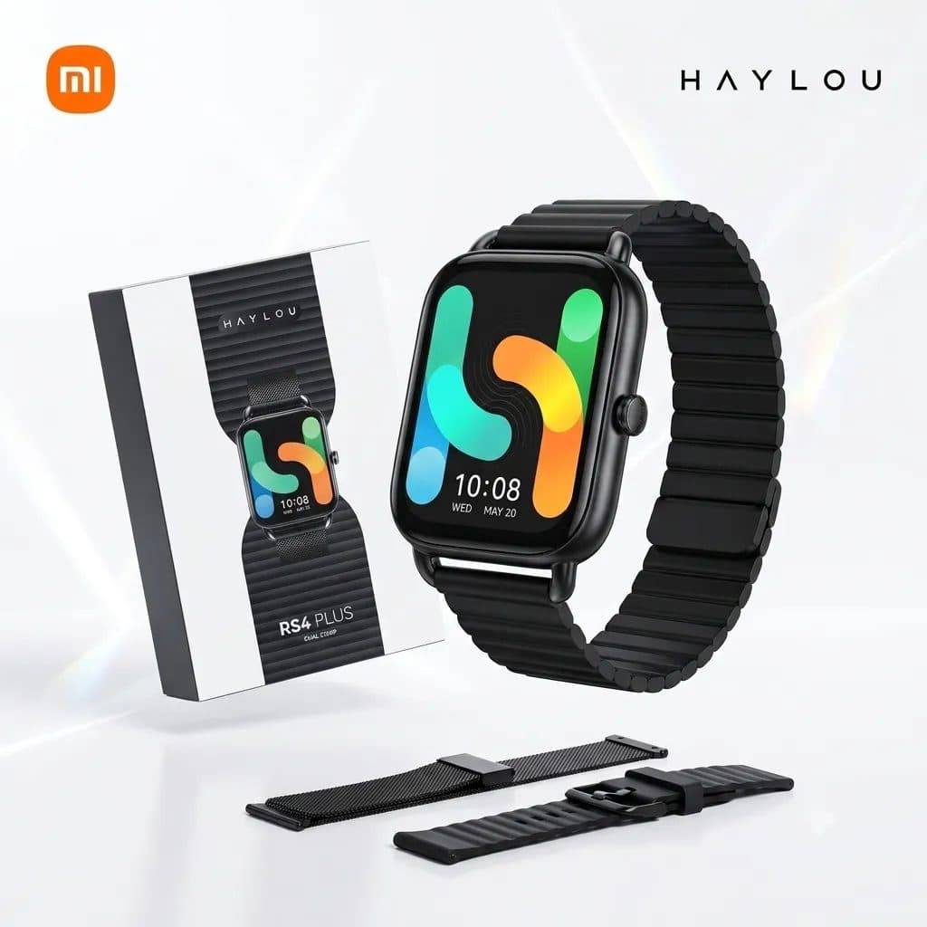 Đồng Hồ Thông Minh HAYLOU RS4 Plus - Phiên Bản quốc tế, 2 Dây (màu đen)
